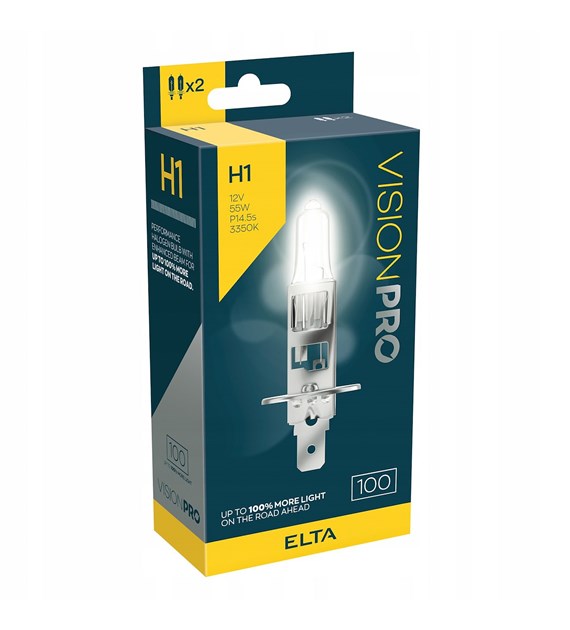 Żarówki H1 ELTA VisionPRO +100% |P14,5s 12V 55W | Komplet 2 sztuki
