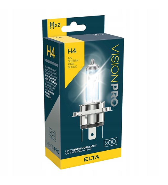 ŻARÓWKI ELTA VISION PRO H4 12V 55W +200%