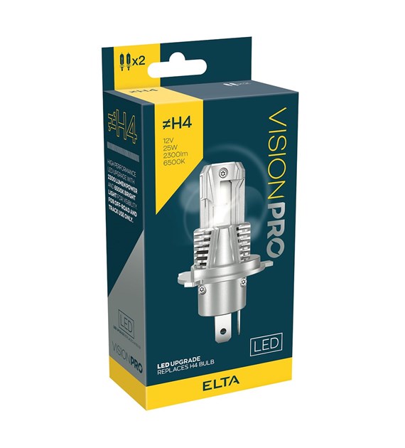 H4 12V 25W 6500K 2300lm P43t LEDx2 Elta VisionPro