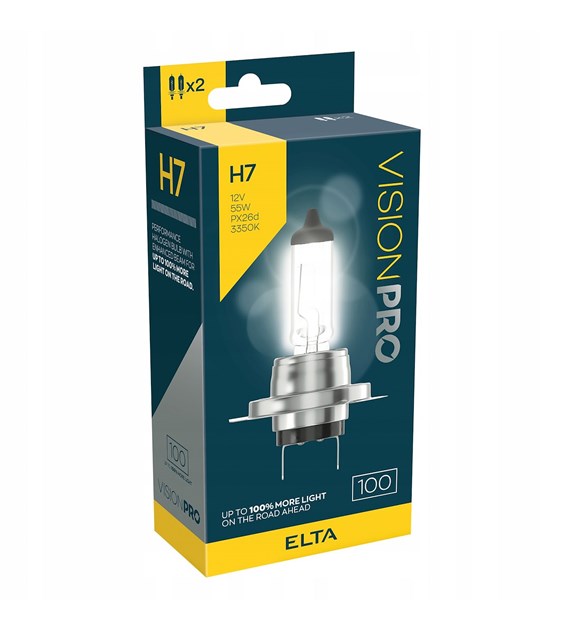 Żarówki H7 ELTA VisionPRO +100% | PX26d 12V 55W | Komplet 2 sztuki