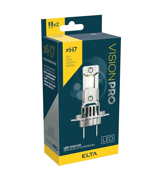 H7 12V 20W 6500K 2200lm PX26d LEDx2 Elta VisionPro