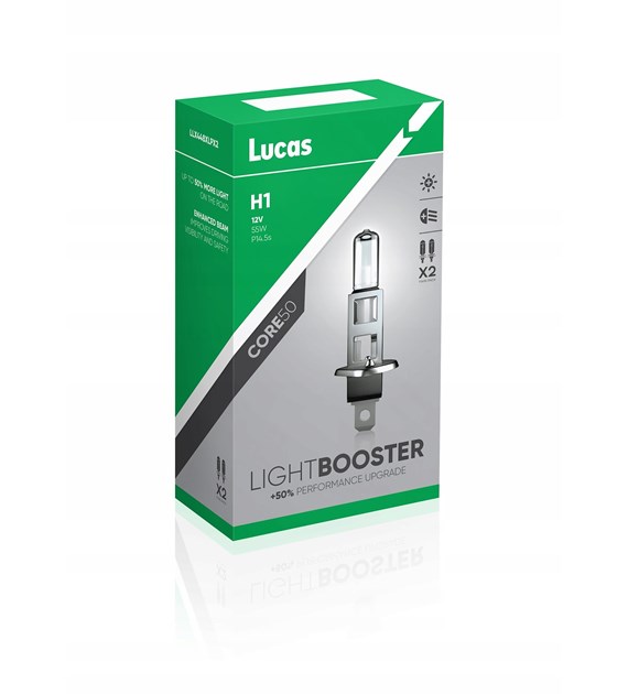 ŻARÓWKI LUCAS LIGHT BOOSTER CORE +50% H1 12V 55W