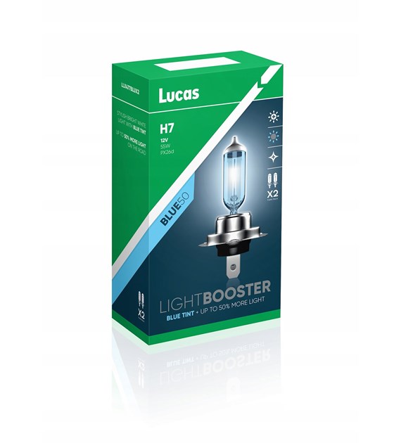 ŻARÓWKI LUCAS LIGHT BOOSTER BLUE +50% H7 12V 55W