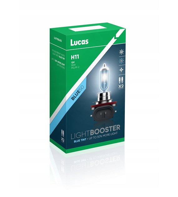 ŻARÓWKI LUCAS LIGHT BOOSTER BLUE 50% H11 12V 55W