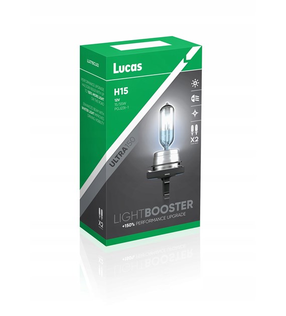 ŻARÓWKI LUCAS LIGHT BOOSTER ULTRA +150% H15 12V 15/55W