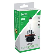 Żarówki H11 LUCAS LIGHT BOOSTER +100% |PGJ19-2 12V 55W | Komplet 2 sztuki